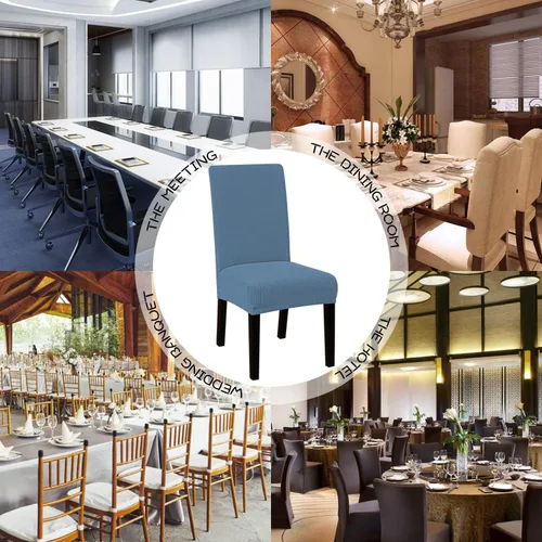 Vista 5 de Jacquard Spandex Dining Room Chair Covers Set of 2/4/6,Elastic Chair Protector Stretch Removable Washable Seat Covers for Dining Room, Wedding