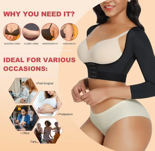 Vista 5 de FeelinGirl Arm Shaper for Women Post Surgery Arm Compression Sleeves Lipo Garment Posture Corrector Shapewear Tops