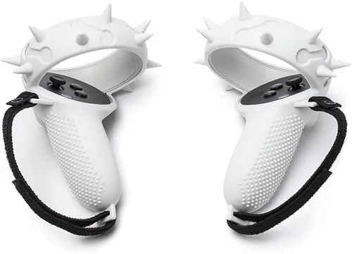 Vista 2 de SINWEVR Funda de agarre para controlador táctil compatible con accesorios MetaOculus Quest 2, protector de silicona con correas para nudillos