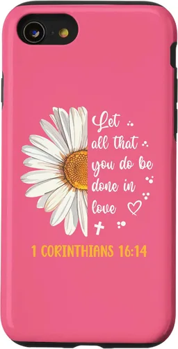 Vista 18 de Linda Daisy 1 Corinthians 16:14 Love Bible Verse for Women Case for iPhone 17