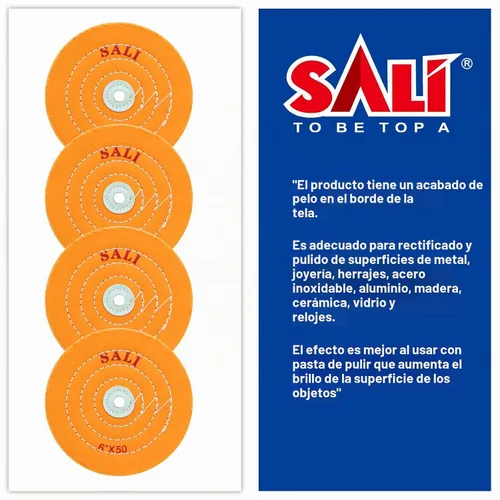Vista 3 de SALI Paquete de 4 ruedas de pulido para esmeriladora de banco, rueda de pulido de algodón amarillo de 6 pulgadas (50 capas) para pulidora