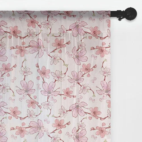 Vista 10 de Ambesonne Cortinas de tul Eiffel con bolsillo para barra, globos retro de corazón de café, remolinos de hito francés, cortina transparente