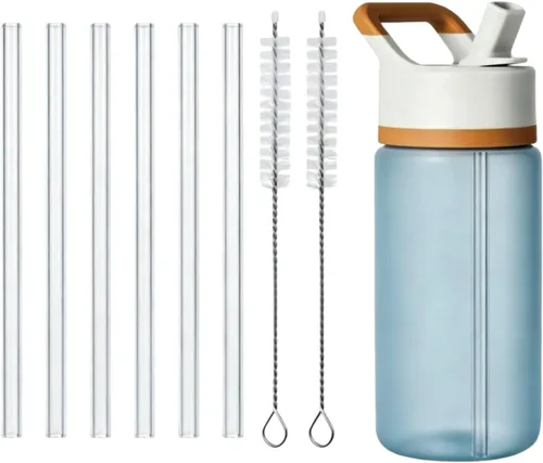 Vista 2 de Pajitas de repuesto compatibles con botella de agua Simple Modern para niños, 14 onzas, Tritan transparente, sin BPA, compatible con vaso Simple