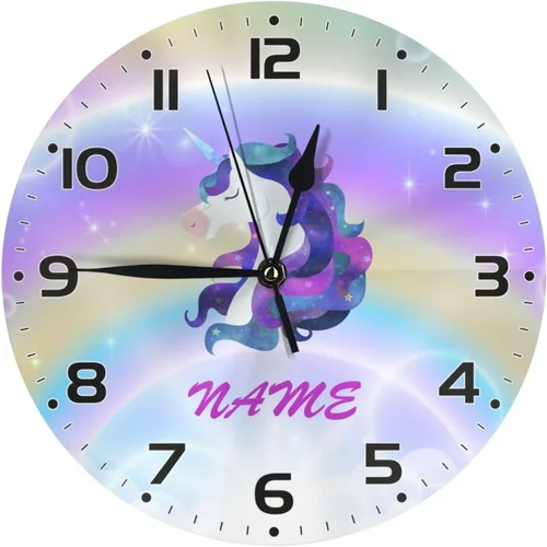 Vista 11 de Reloj de pared personalizado con diseño de planeta y galaxia para habitación de niños, reloj de pared personalizado con nombre de niño, regalo