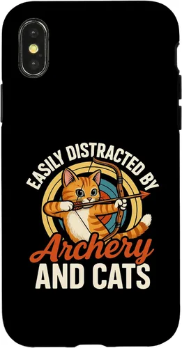 Vista 5 de Funny Cat Parent Gift Easily Distracted by Archery and Cats Case for iPhone 17