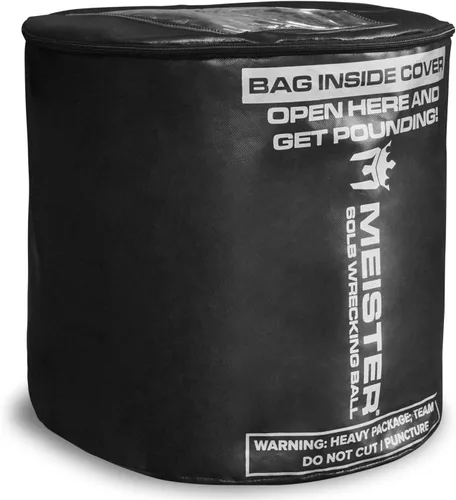 Vista 5 de Meister Bolsa pesada de bola de demolición llena de 60 libras para boxeo y MMA - Negro