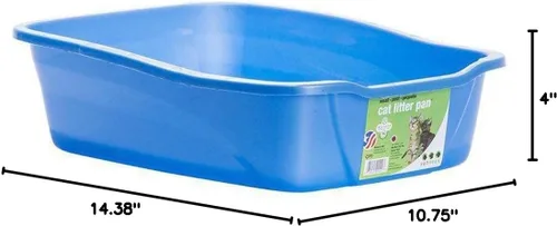 Vista 2 de Van Ness Pets - Caja de arena abierta para gatos, tamaño de gatito/conejo, color azul, CP0