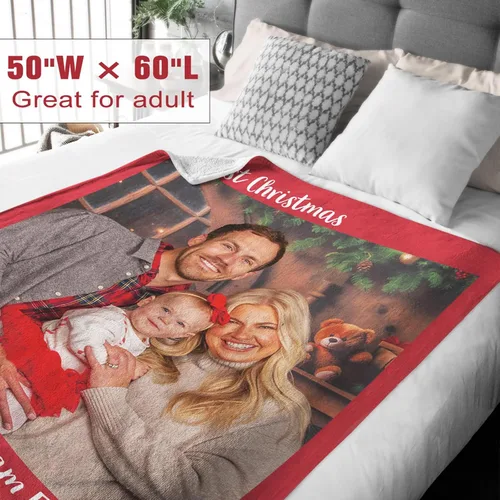 Vista 5 de Yofair envía al día siguiente, manta personalizada con foto, regalos personalizados para mamá, papá, manta con foto personalizada, regalos