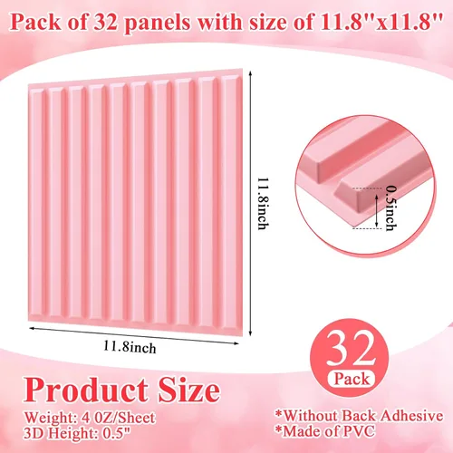 Vista 2 de Nuanchu 32 piezas de paneles de pared de listones 3D de 12 x 12 pulgadas de PVC con textura estriada, paneles cortables y pinta bles para arte