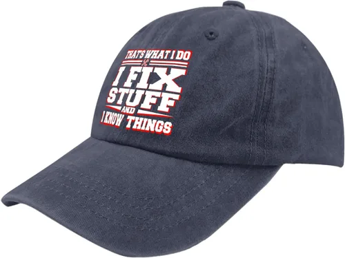 Vista 2 de That's What I Do I Fix Stuff and I Know Things - Gorra de béisbol ajustable de algodón lavado de los años 90