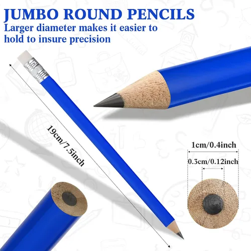 Vista 2 de Fainne 48 lápices jumbo, lápiz de madera con núcleo negro para carpinteros, trabajadores de la construcción, carpinteros, enmarcadores