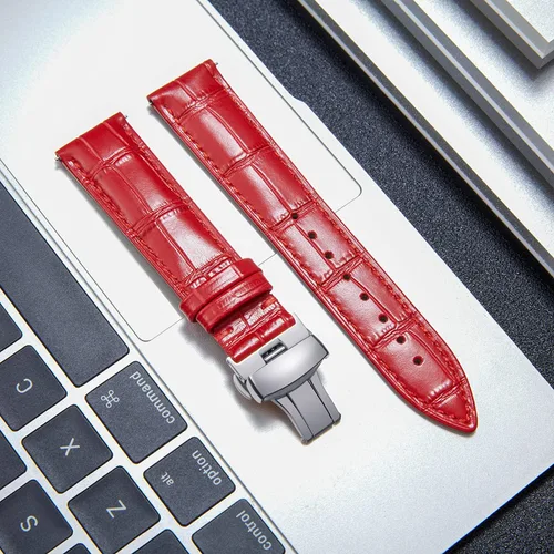 Vista 2 de BINLUN Leather Watch Strap Quick Release Strap with Silver Butterfly Deployment Buckle 12mm 13mm 14mm 16mm 17mm 18mm 19mm 20mm 21mm 22mm 23mm 24mm