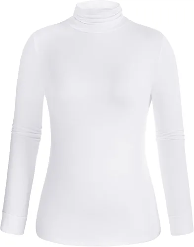 Vista 5 de Hanna Nikole Camisas de manga larga con cuello alto para mujer, talla grande, capa base elástica ajustada