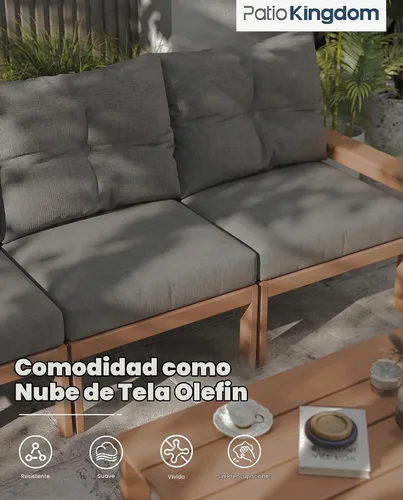 Vista 4 de Juego de sofá al aire libre HDPE de 10 piezas con mesa