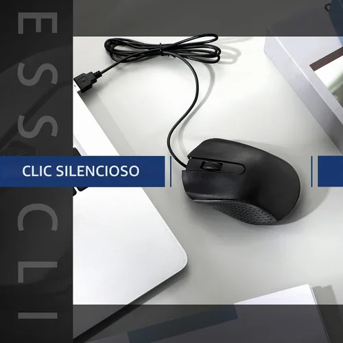 Vista 3 de Hoteam Ratón de computadora con cable, cable a granel, USB, mouse ergonómico con cable para PC, computadoras, portátiles, juegos, oficina, Negro