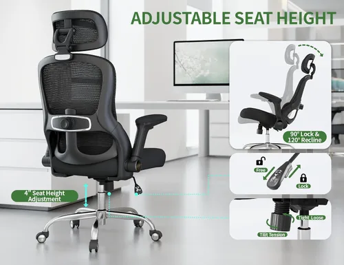 Vista 9 de Silla de oficina ergonómica: silla de escritorio para computadora de 400