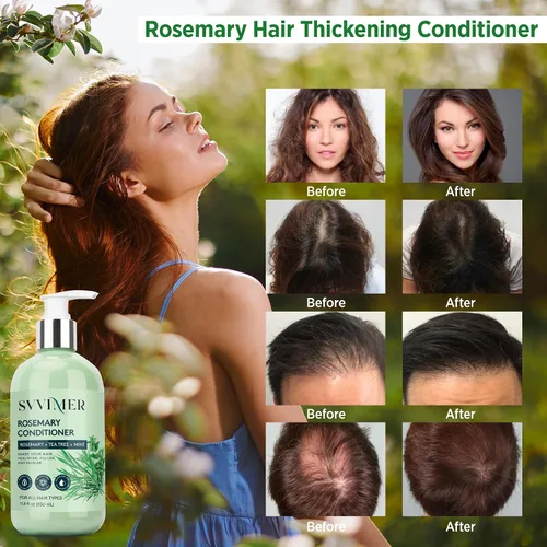 Vista 2 de Svvimer Acondicionador engrosador de romero: Producto hidratante espesante con biotina para mujeres y hombres - para cabello dañado, seco y fino 350
