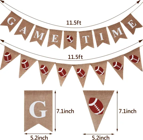 Vista 2 de 2 pancartas de arpillera de fútbol de 11.5 pies para colgar fiestas de fútbol, banderines para fiestas temáticas de cumpleaños, cuencos