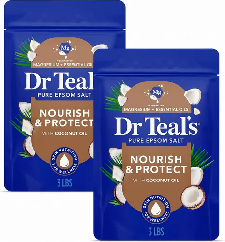 Vista 11 de Dr Teal's Sal de Epsom y magnesio remojo, nutre y protege con aceite de coco, 3 libras
