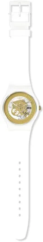 Vista 2 de Swatch Reloj de cuarzo blanco con anillos dorados de Gent BIO-SOURCED Blanco
