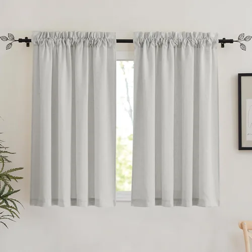 Vista 12 de RYB HOME Cortinas traslúcidas grises – Cortinas semitransparentes mezcladas de lino para privacidad, cortinas de ventana, reducción de luz para sala