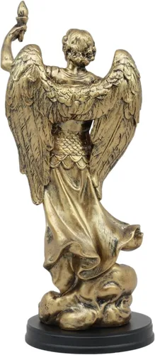 Vista 4 de Ebros - Estatua de arcángel de la iglesia católica Uriel de 8 pulgadas de alto, figura de San Uriel el Arcángel con placa de nombre de latón y base