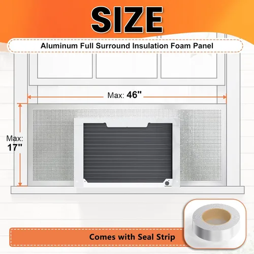 Vista 2 de GCGOODS Panel de sellado de CA para ventana de 46 x 17 pulgadas, panel de espuma de aire acondicionado de ventana con aislamiento envolvente