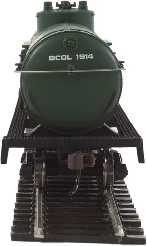 Vista 4 de Walthers Trainline HO Escala Modelo British Columbia Railway Tank Car, verde/amarillo/blanco