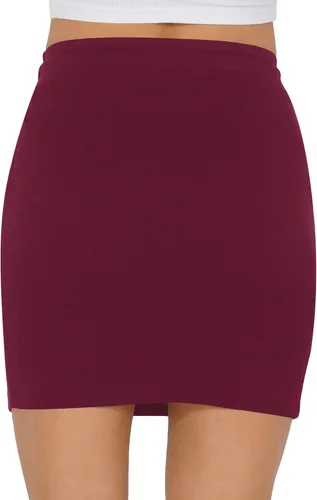 Vista 3 de MANGOPOP Falda ajustada acanalada para mujer, de cintura alta, elástica, corta