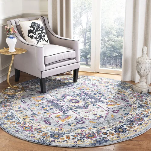 Vista 12 de SAFAVIEH Evoke Collection EVK275C Medallón oriental envejecido, no desprende pelusa, 2'2" x 4', color azul/naranja, alfombra de acento para sala