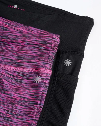 Vista 3 de Pantalones cortos de ciclismo para niña, paquete de 4 unidades, ropa deportiva deportiva de cintura alta con bolsillos laterales, pantalones cortos