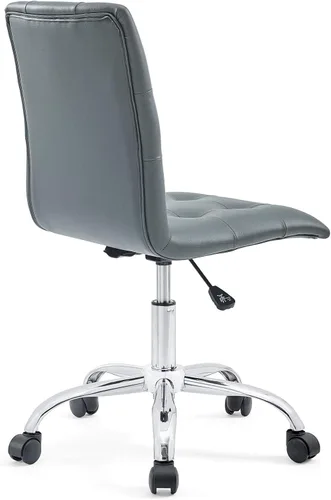 Vista 6 de Modway Prim Silla de oficina giratoria sin brazos con respaldo medio acanalado en gris