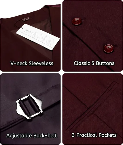 Vista 4 de Coofandy chaleco para traje o esmoquin con 5 botones, para hombre.