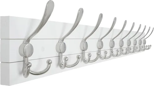 Vista 26 de SKOLOO Perchero rústico montado en la pared, ganchos de 17 pulgadas de largo para pared con 5 ganchos triples para colgar abrigos, sombreros