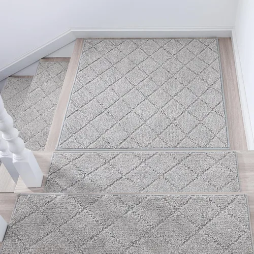 Vista 31 de COSY HOMEER - Alfombra antideslizante para escaleras, para interiores y escalones de madera, para niños y perros, 100 % poliéster, base de Beige
