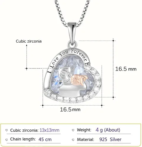 Vista 3 de Collar para padre e hija, regalos de cumpleaños de parte de la hija, collar de plata de ley 925, collar con piedra natal de corazón de amor