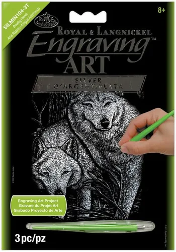 Vista 3 de Royal Brush Mini kit de arte de arrecife de delfín grabado en lámina plateada, 5 x 7 pulgadas