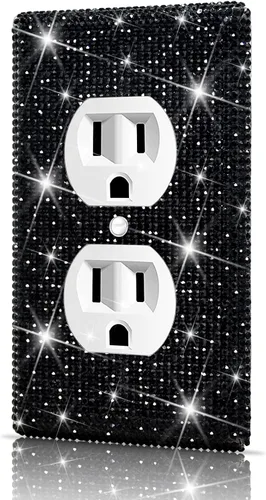Vista 31 de Dengduoduo Placas de pared, cubierta decorativa para interruptor de luz, cubiertas decorativas de tomacorrientes, diamantes de imitación plateados