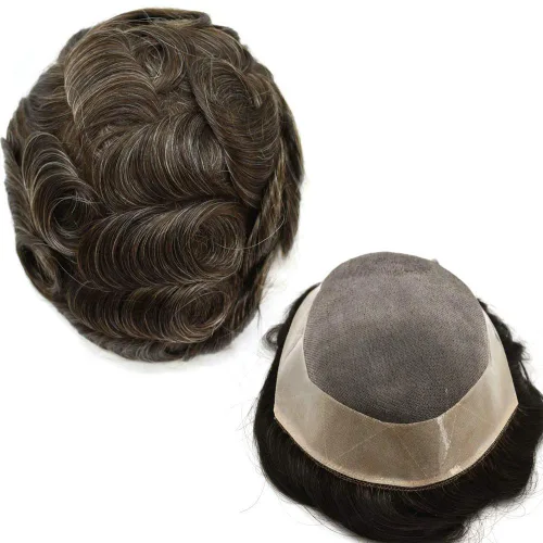 Vista 76 de LOVIN - Sistema de cabello humano para hombres, postizo fino de encaje mono para hombre, prótesis masculina de piel de polietileno alrededor