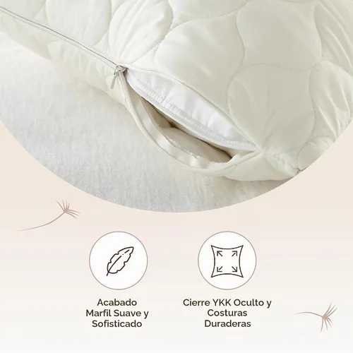 Vista 5 de Whisper Organics Protector de almohada acolchado 100% algodón orgánico GOTS & Fairtrade - Funda de almohada gruesa, transpirable e hipoalergénica