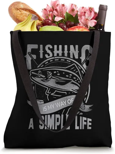 Vista 4 de La pesca grunge es mi forma de vida simple y relajante bolsa de mano Blanco 16 pulgadas