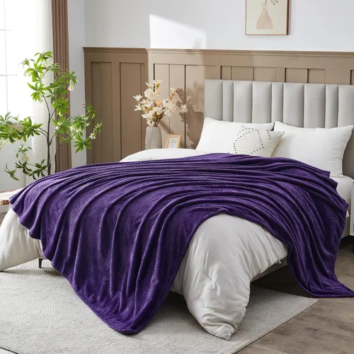 Vista 35 de NEWCOSPLAY Manta de Tiro Súper Suave Aqua Franela Sedosa Premium Fleece con Patrón de Hojas Ligera Manta de Cama para Uso en Todas las Estaciones