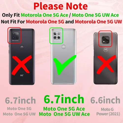 Vista 2 de Petitian Funda para Motorola Moto One 5G ACE para mujeres y niñas, con forma de corazón, bonita estética femenina (3 en 1), diseño de corazones