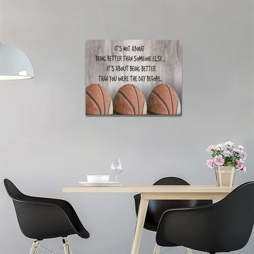 Vista 3 de Gyeong Arte de pared de baloncesto de granja, citas inspiradoras de baloncesto, decoración de pared, lienzo motivacional deportivo, pintura