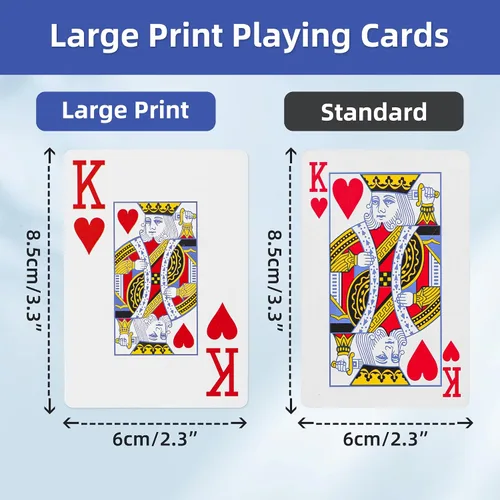 Vista 3 de Fanwer Juego de cartas con impresión grande para adultos, paquete de 2, cartas de impresión grande para personas mayores, con problemas de visión