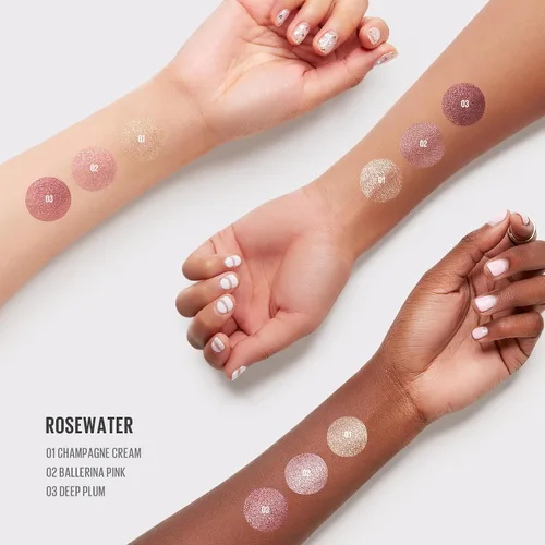 Vista 6 de Kaja Beauty Bento Collection - Trío de sombras de ojos elásticas Tonos rosa ciruela, tamaño de viaje, 01 Rosewater, premio Allure Best of Beauty