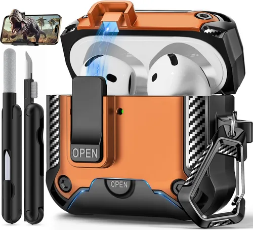 Vista 41 de Funda para AirPods Pro de 2 generación con soporte para teléfono, diseño de interruptor automático de protección completa contra caídas con kit