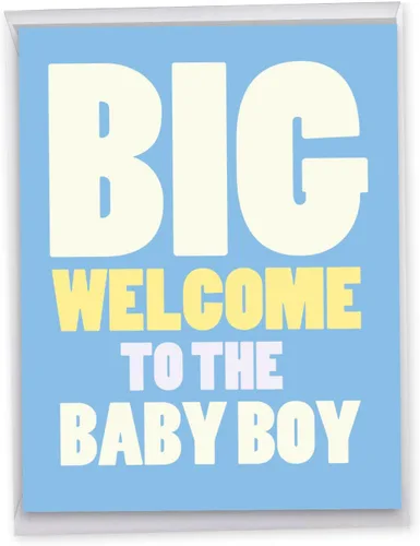 Vista 13 de NobleWorks, Divertida tarjeta de felicitación para bebé, tarjeta de embarazo con sobre, de todos nosotros (8.5 x 11 pulgadas), Big New Baby Congrats