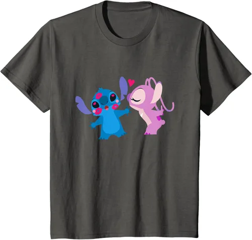 Vista 41 de Disney Stitch and Angel - Camiseta para el día de San Valentín Negro