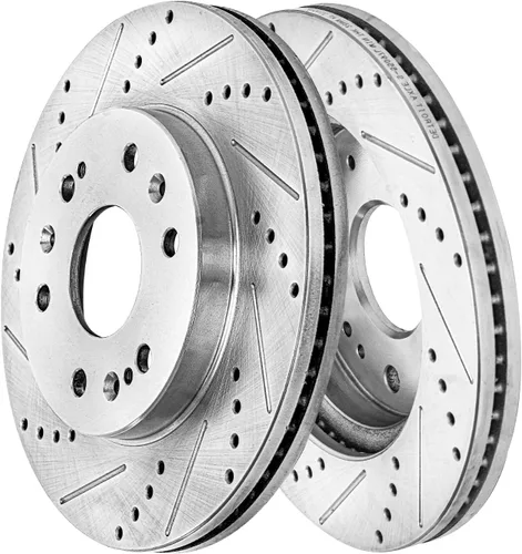 Vista 163 de Detroit Axle - Rotores de freno para Ford 2013-2019 Explorer Taurus Flex Lincoln MKT MKS, rotores de freno de disco ranurados perforados de repuesto